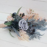 Peach dusty blue bouquet Bridesmaid flowers Bridal flowers Spring wedding bouquet