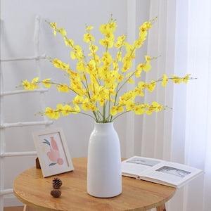 Yellow Orchid Stem,Faux Orchid Stem,Artificial Flower,Artificial Plant Stem,Wedding Decor,Home/Kitchen Decor,DIY Bouquets,Centerpieces,Gifts