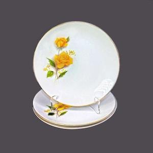 Three Crown Essex Royal Bouquet bread plates made in England. Yellow roses.