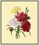 Redoute's Bouquet of Carnation Flowers Counted Cross Stitch Pattern