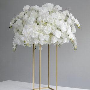 Artificial Flower wedding centerpiece in white Phalaenopsis orchid Cream Rose Kiss Ball Flower Table large centrepiece, bride bouquet