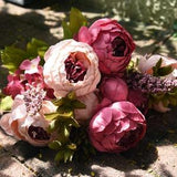 FiveSeasonStuff Mixed Pink Silk Peonies Artificial Peony Flower Bouquet