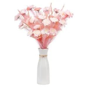 Artificial Flowers in Vase Peony Bouquet, Bundle of 10 Silk Peony Flowers