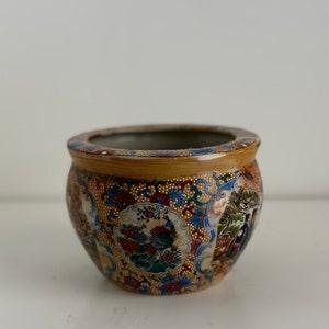 Small Chinese Satsuma Style Cache Pot, Oriental Planter/Orchid Pot