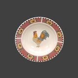 Gibson Brewster rimmed soup bowl. Central rooster, sunflower rim. Sold individually.
