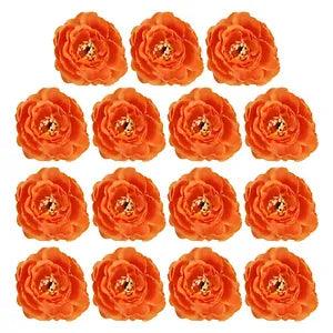 30Pcs Artificial Flower Head Fake Flowers Heads Bulk Silk Peony Heads Orange