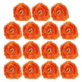 15Pcs Artificial Flower Head Fake Flowers Heads Bulk Silk Peony Heads Orange