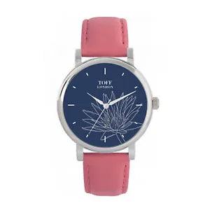 Toff London TLWS-17668 Ladies Grey Water Lilies Flower Watch