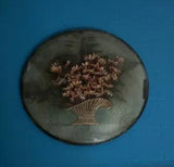 Round Wall Decor Hangar Dried Flowers Leaves Gold Basket Half Dome VTG 5"
