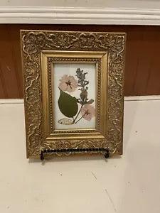 vintage dry flowers in a beautiful gold wood frame Cottage Core Shabby Chic
