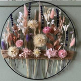 Glamorous blossom Lavender & Rose gold hoop with natural, dried flowers on a metal ring, floral decoration for lovely home, gift for BF