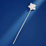 Pure Solid S999 Fine Silver Women Lucky Peony Flower Hairpin 18-21g