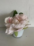 Artificial Pink Peonys in Milky Glass Vase and Foam, 5x3???