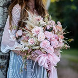 Blush Pink Bridal Bouquet/ Blush pastel bouquet/ peach pink wedding bouquet/ Boho wedding/