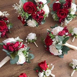 Winter bouquets, rose bouquet, bride bouquet, bridal bouquet with gold leaves, berries bouquet, rustic bride bouquets, flower bouquet.
