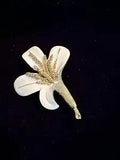Vintage LILY Brooch Gold Tone Enamel Art Deco MCM FLOWER Pin Estate Jewelry