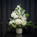 Large Real Touch Floral Arrangement, White Faux Centerpiece Decor Coffee Table, Dining Room Fake Flowers in Vase, Housewarming gift idea
