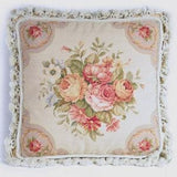 Unused Vintage Wool Petit Point Cushion Cover | Throw Pillow Cover | Floral Rose Bouquet Accent Pillow Case | Needlepoint Cushion 16x16