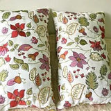 Pair BRIGHT FLORAL Embroidered Pillows 14" x 24" PINK PURPLE VINES Lumbar Porch