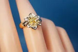 Beverly Hills Gold 14K Solid Yellow/White Gold Lily Flower Ring Sz 8.25 Vintage