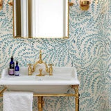 Fern Wallpaper Peel and Stick | Bathroom Botanical Plants Wall Mural | Monochrome Garden Plants Wallpaper