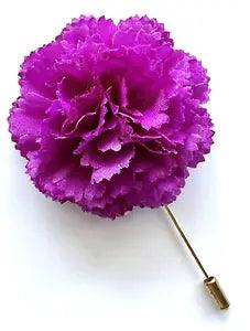 2" Purple Violet Carnation Silk Artificial Flower Stick Lapel Pin Men's Women's
