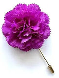 2" Purple Violet Carnation Silk Artificial Flower Stick Lapel Pin Men's Women's