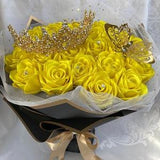 Yellow Eternal Rose Bouquet, Handmade Fake Flowers Bouquet, Ever Lasting Artificial Flower Arrangement, Bridal Baby Shower, Holiday Gifts