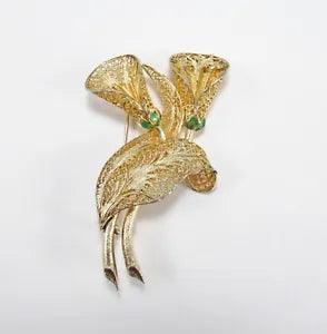 Vintage Topazio Portugal Lily Flower Sterling Silver Wire Filigree Pin Brooch