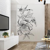 Flower Wall Sticker, Floral Wall Decal, Nature, Plants, Removable Vinyl Sticker, Decor, Wall Art