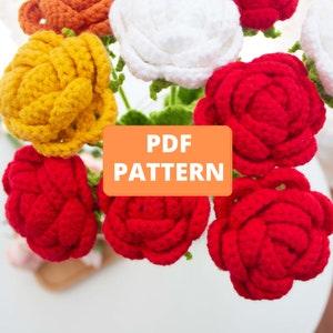 Crochet Flower Pattern for Roses Bouquet Bundle Wedding Engagement Arrangement Anniversary Gift Idea