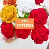 Crochet Flower Pattern for Roses Bouquet Bundle Wedding Engagement Arrangement Anniversary Gift Idea