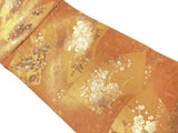 6670111: JAPANESE KIMONO / VINTAGE FUKURO OBI / WOVEN PEONY & UME BLOSSOM