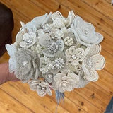 Bridal Beaded Flower Bouquet, Alternative Wedding Bouquet, Boho Bouquet Neutral, Sparkly Wedding, Forever Bouquet, Rhinestone Bouquets