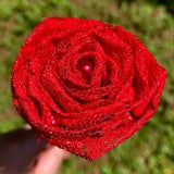Red Lace Roses with Stems, Red Lace Flower Bouquet, Lace Flowers, Lace Roses, Red Roses, 13th Wedding Anniversary Gift, Wedding Bouquet