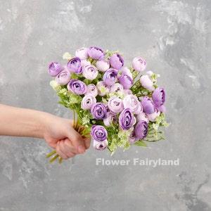 15 Heads Mini Rose Small Bouquet | Artificial Flower | Wedding/Home Decoration | Gifts - Purple