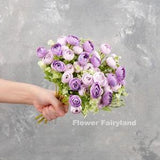 15 Heads Mini Rose Small Bouquet | Artificial Flower | Wedding/Home Decoration | Gifts - Purple