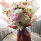 Artificial flower standard bouquet Silk flower Pink and white Rose Home decor Home New decor