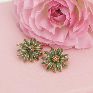 Blue Flower Clip-on  Earrings - Vintage Floral Earrings - Blue Flower Earrings