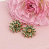 Blue Flower Clip-on  Earrings - Vintage Floral Earrings - Blue Flower Earrings