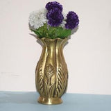 Floral Design Brass Flower Pot | Crafted Nature Theme Vase Planter | Showpieces for Party Decoration