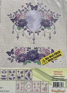CrafTreat Decoupage Paper for Crafts Hydrangea & Pink Peonies 8.3???x11.7???