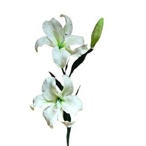 White Tiger Lily Spray Real Touch Lilies for Home Decorating Bridal Artificial Flowers Wedding Bouquets Flower Arranging Supplies French
