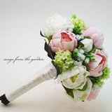 Pink & White Peonies Bridal Bouquet With Viburnum Hops Baby's Breath - Add Boutonniere Corsage Bridesmaid Bouquet Flower Crown Cake Flowers