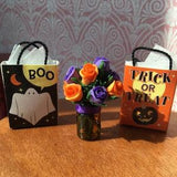 1:12 scale roses miniatures dolls house floral bouquet flowers decoration tiny table centrepiece halloween Fall purple orange roses vase