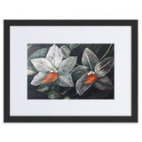 White orchids on black background Matte Paper Framed Poster,orchids painting,flowers wall art,home decoration gift.