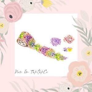 NEW! Bande 90Pcs Scabiosa/Ranunculus Bouquet Flowers Washi Sticker Roll Japan Bullet Journal Scrapbook Diary Gift Planner Wedding Valentines