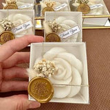 Scented White Rose Shape Candle with Dry Flower Accents - Ideal as Wedding Favors, Bridal Shower Baby Shower Gifts -Decorative Wax Seal