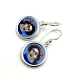 Frida Kahlo portrait murrine cane glass earrings
