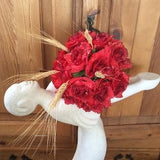 Red  Bridal Bouquet, Red Roses Wedding Flowers, Artificial Wedding Flowers, Round Bouquet, Bridesmaid Bouquet